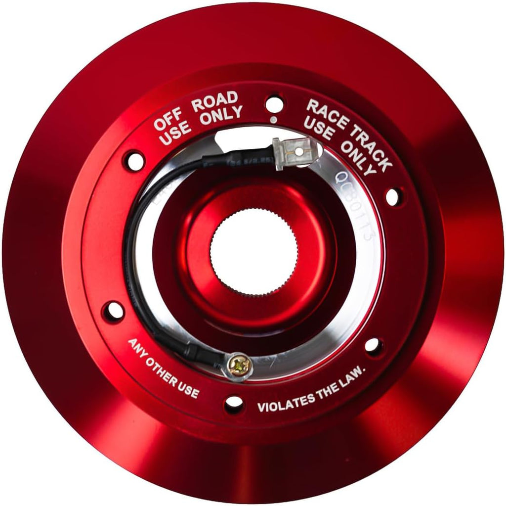 NRG Innovations Racing Style Steering Wheel Short Hub, Lockable Aluminum Steering Shaft, 6x70mm Bolt Pattern Quick Release Adapter Unit, Compatible For 01-06 BMW, Red, NRG-SRK-E46H-RD