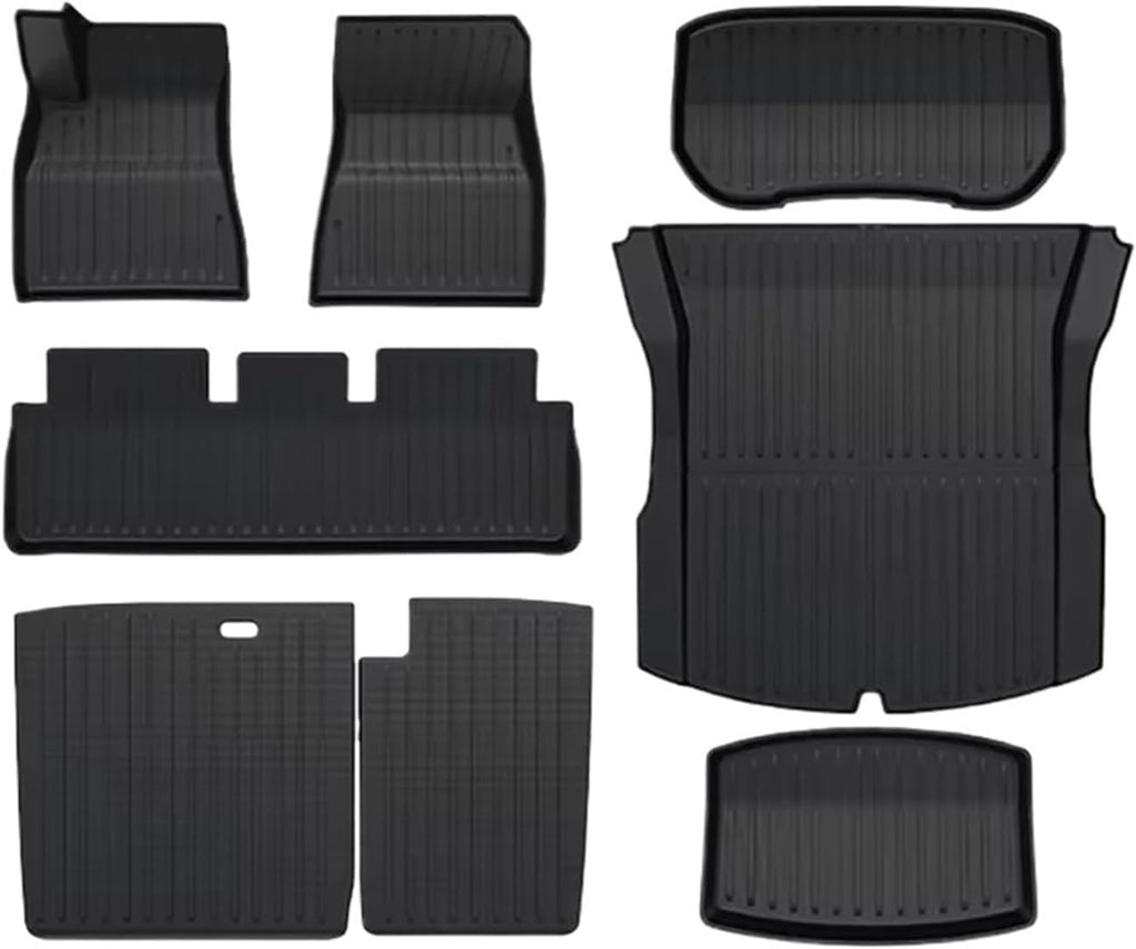 Compatible with Tesla Model 3 2024 Highland TPE Floor Mats & Cargo Liner Waterproof Anti-Slip Trunk Mat TPE Pads Left Right Hand Drive(8PCS LHD)