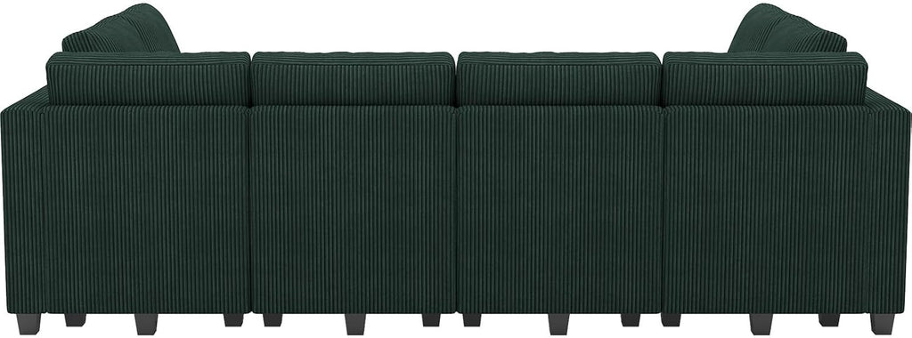 Belffin Oversized 12 Seat Modular Sectional Sleeper Sofa Convertible Sleeper Sectional Sofa with Storage Seat Large Corduroy Modular Couch for Living Room Green