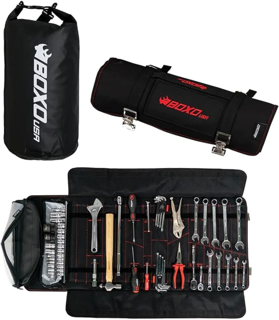 BOXO USA UTV Tool Roll - Ultimate Tool Kit for Side by Side, Polaris RZR, CanAm, UTV, Truck (Tool Roll + Dry Bag)