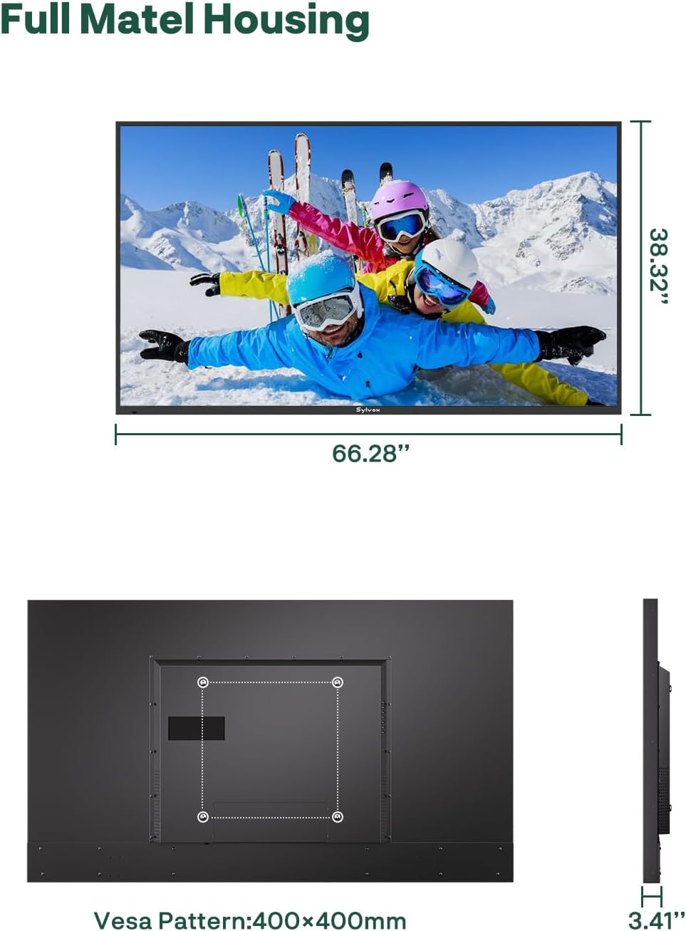 SYLVOX 75'' Outdoor TV, Premium 4K@120Hz Weatherproof TV for Smoother Sports & Gaming, Waterproof, 1000nits Brightness, Dolby Atmos, Google Smart OS with HDMI 2.1 & USB 3.0 (Gaming Series)
