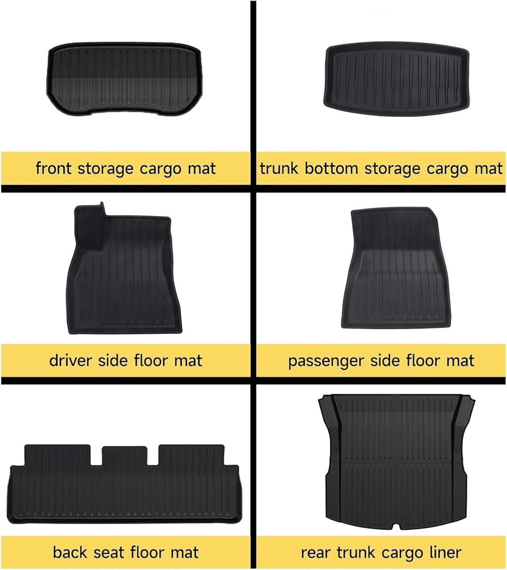 TPE Floor Mats Cargo Liner Compatible with Tesla Model 3 Highland 2024 All Weather Waterproof Anti-Slip Trunk Mats TPE Floor Liners(3PCS RHD)