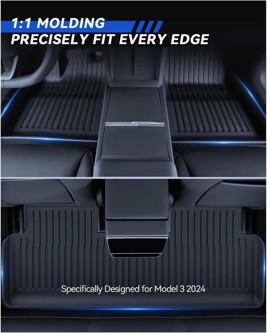 Compatible with Tesla Model 3 Highland 2024 TPE Floor Mats Cargo Liners All Weather Waterproof Trunk Mats Left Right Hand Drive(5PCS Trunk Mats)