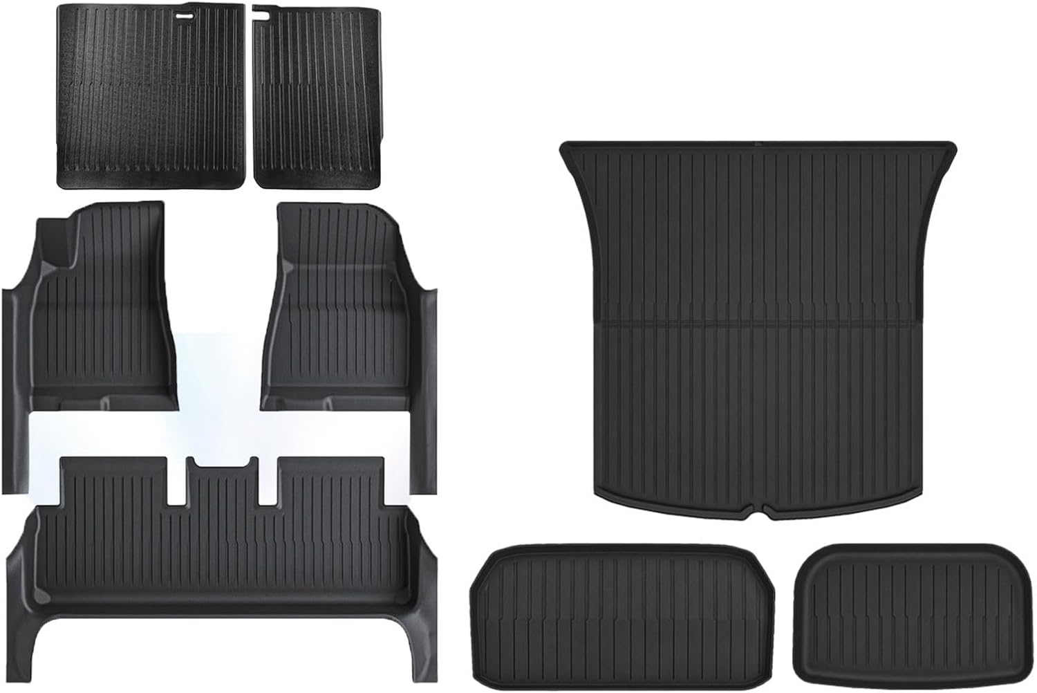 Compatible for Tesla Model 3 Highland 2024 TPE Full Cover Floor Mats with Door Sill Protector, Full Set Floor Liners Cargo Liner Seat Back(8PCS Full Set)
