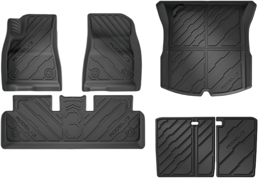 Floor Mats Compatible with Tesla Model 3 2024 Highland All Weather Cargo Liner Floor Mats Frunk Trunk Mats Backseat Protector Pad(6pcs Set)