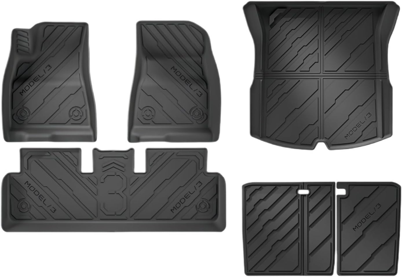 Floor Mats Compatible with Tesla Model 3 2024 Highland All Weather Cargo Liner Floor Mats Frunk Trunk Mats Backseat Protector Pad(6pcs Set)