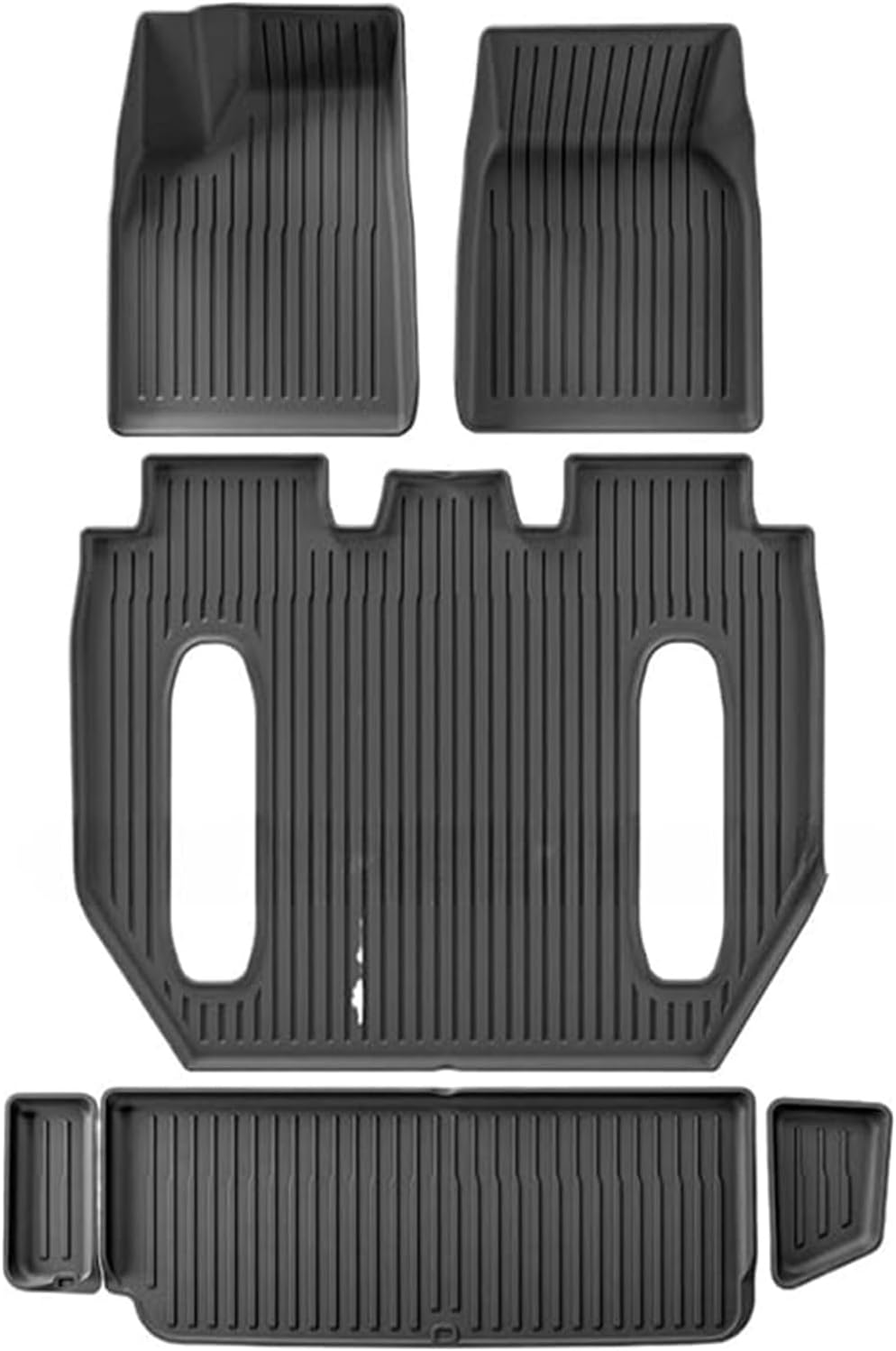 Compatible for Tesla Model X 2024 5/6/7 Seat TPE 3D Car Floor Mats Cargo Liner Trunk Pad Waterproof Protective Left Rudder(6seats 6PCS)
