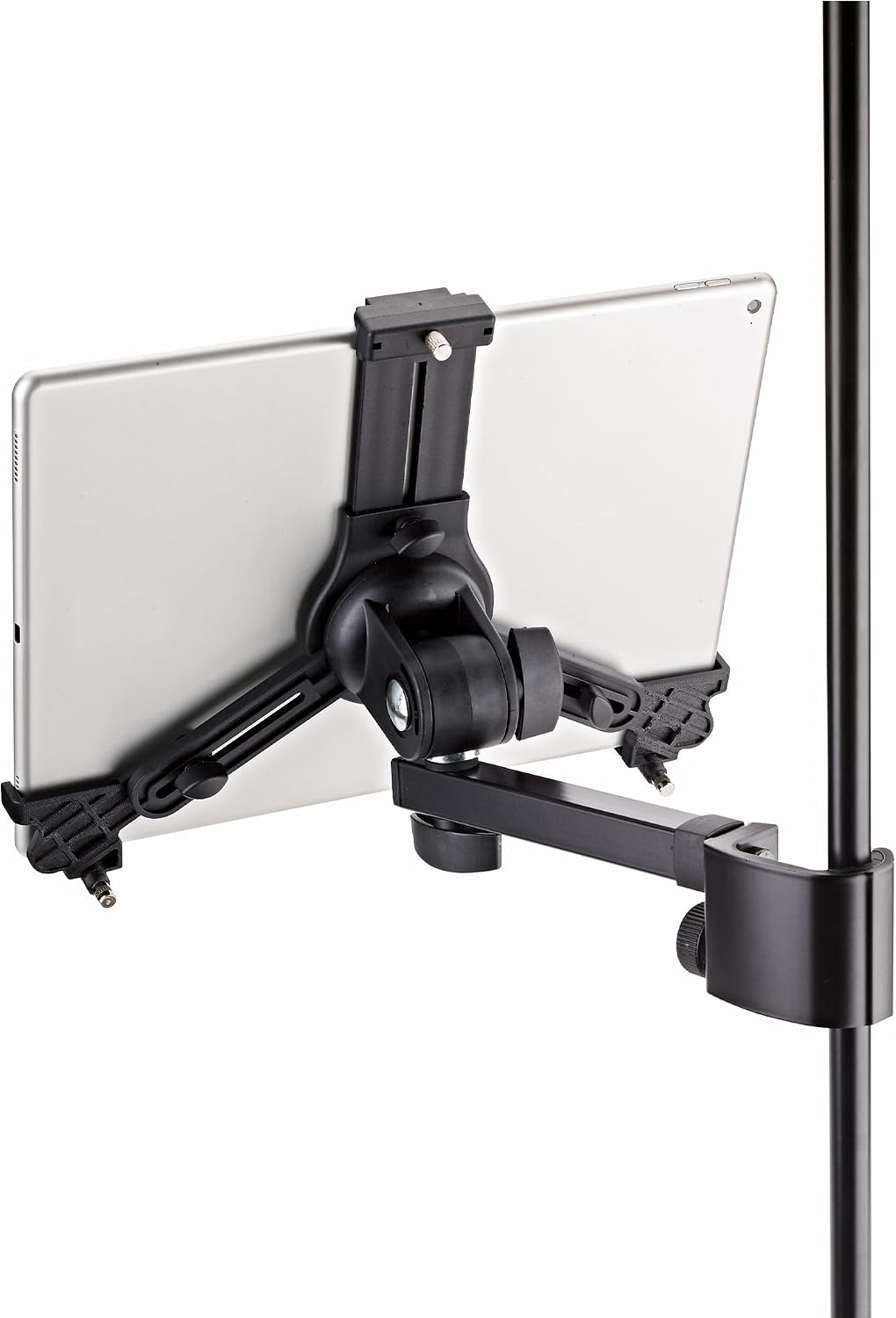 K&M Konig & Meyer 19791.016.55 Tablet/iPad Holder for Microphone Stand - Switch from Landscape to Portrait - Professional Grade for all Musicians - Studio or Remote Home Use - German Made - Black