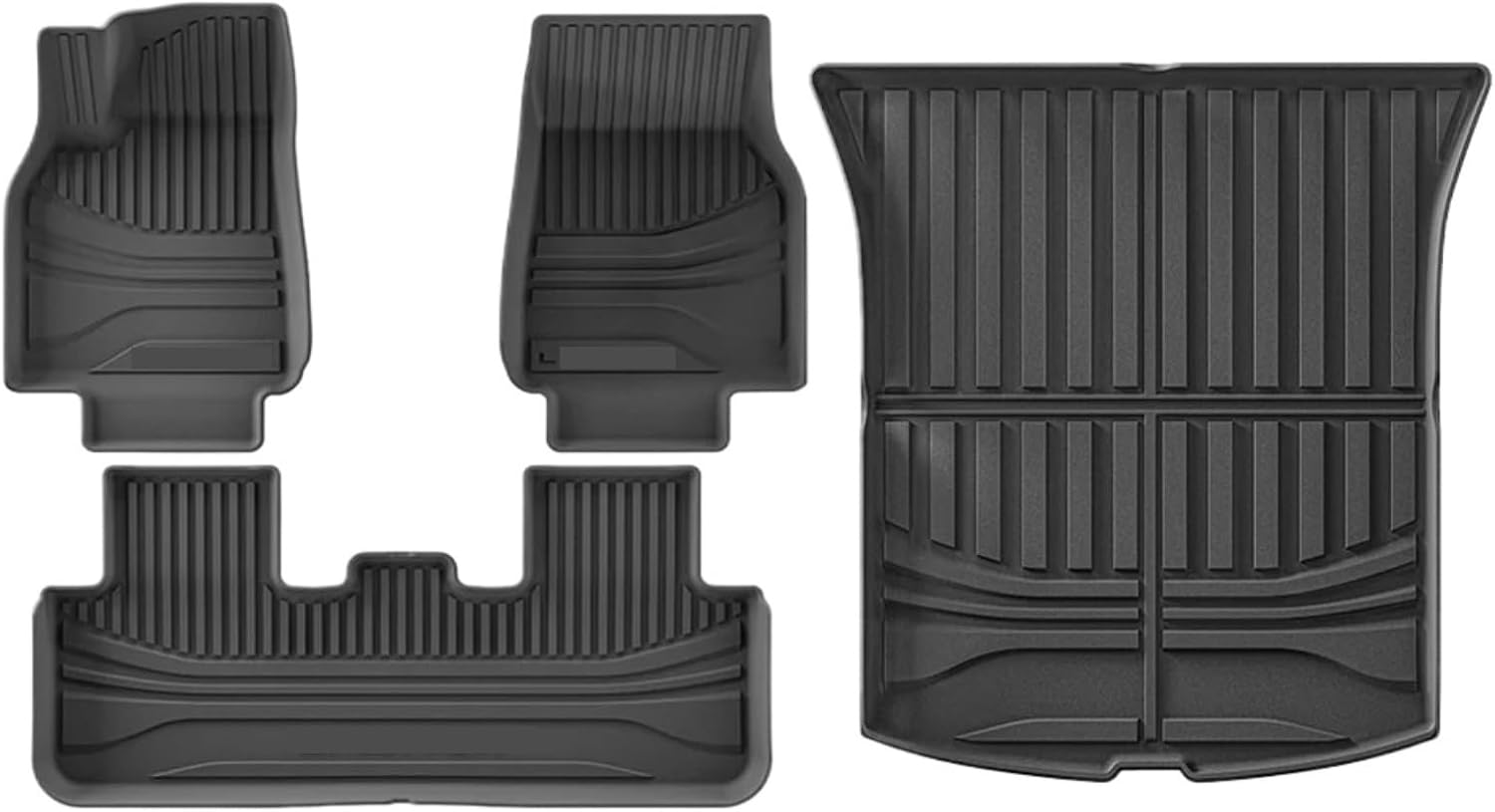Compatible with Tesla Model Y Launch 2025+ Juniper TPE Floor Mats & Cargo Liner, All Weather Trunk Mats Floor Liner Backrest Mats LHD(Silver one Set)