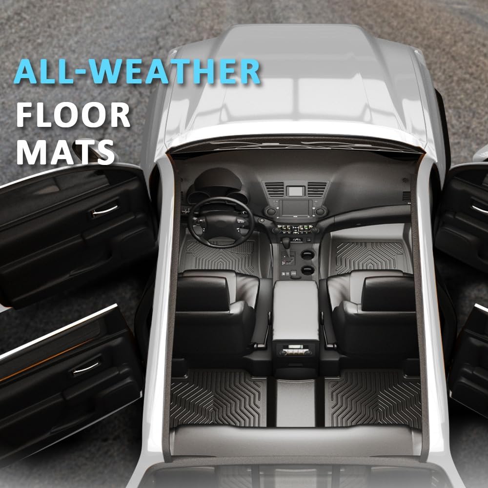 ALLGOOD TPE All Weather Car Floor Mats Fit Dodge Durango 7 Seats 2016-2025 7PCS Floor Liners for Car Black
