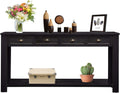 Kinfant Console Table for Entryway - 60' Long Rustic Sofa Table with 4 Drawers and Storage Shelf, Black