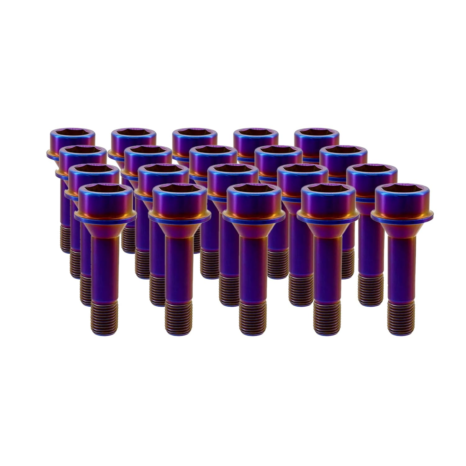 RISON Titanium Wheel Lug Bolts M14x1.5x52/67mm Lug Bolts Aerospace Grade 6AL4V Lightweight and Durability Lug Bolt Car Accessories for Ferrari Pack of 20pcs (Burnt Blue, M14X1.5X67mm)