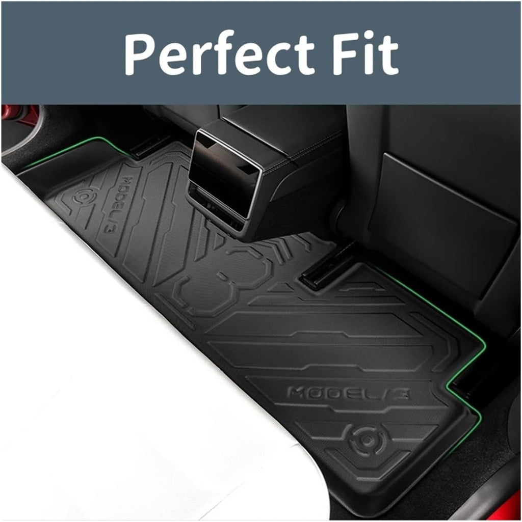 TPE Floor Mats & Cargo Liner, 3D Cyber Style Waterproof Anti-Slip Trunk Mat Backrest Mats Compatible with Tesla Model 3 Highland 2024 2025(6PCS Blanket Set)
