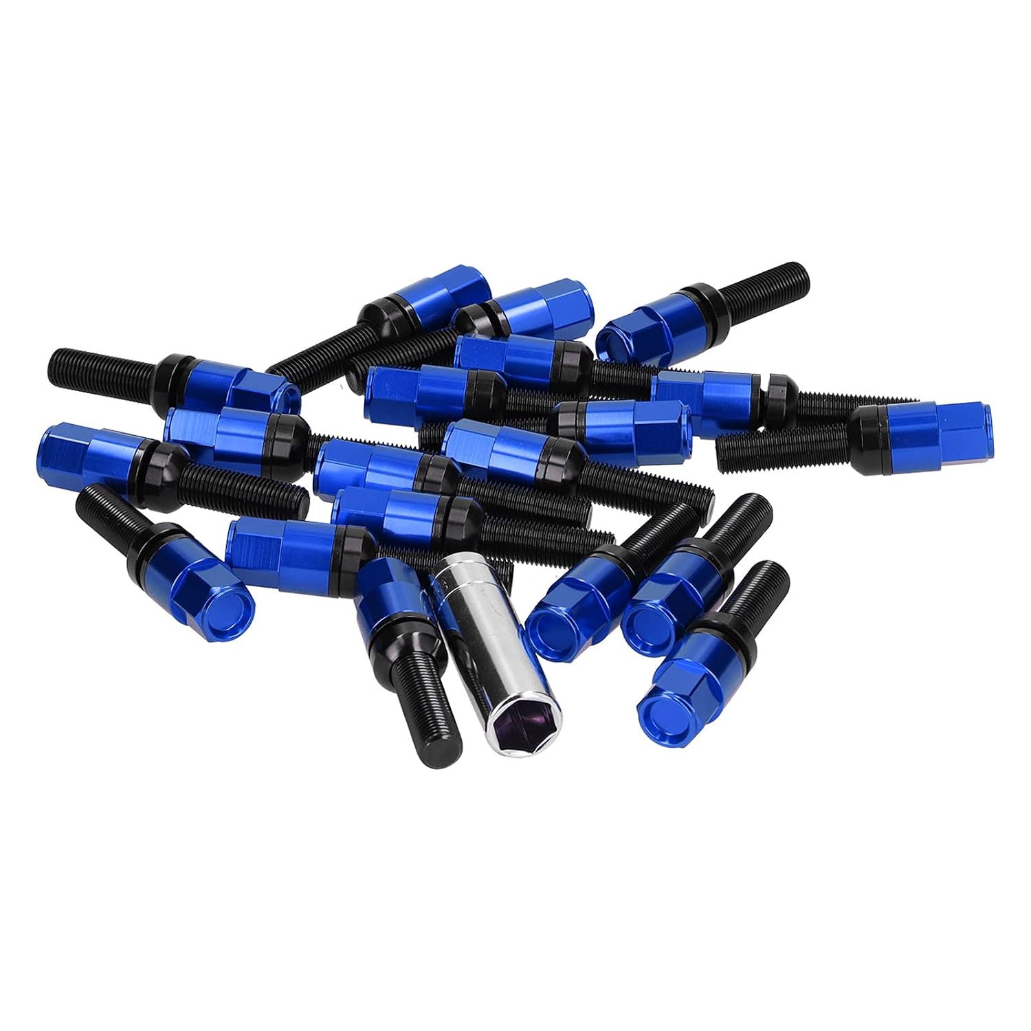 Brilluxa Lug Bolt Kit, M14x1.5 42mm Ball Seat Extended Lug Bolts, Black Wheel Bolt Set and Wheel Fasteners, Extended Thread Wheel Hardware for Aftermarket Rim and Spacer Installati