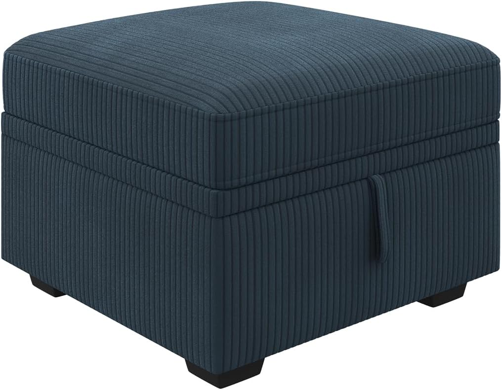 HONBAY Square Ottoman Module for Modular Sectional Sleeper Sofa, Storage Ottoman Footrest and Seat Cube, Velvet Blue