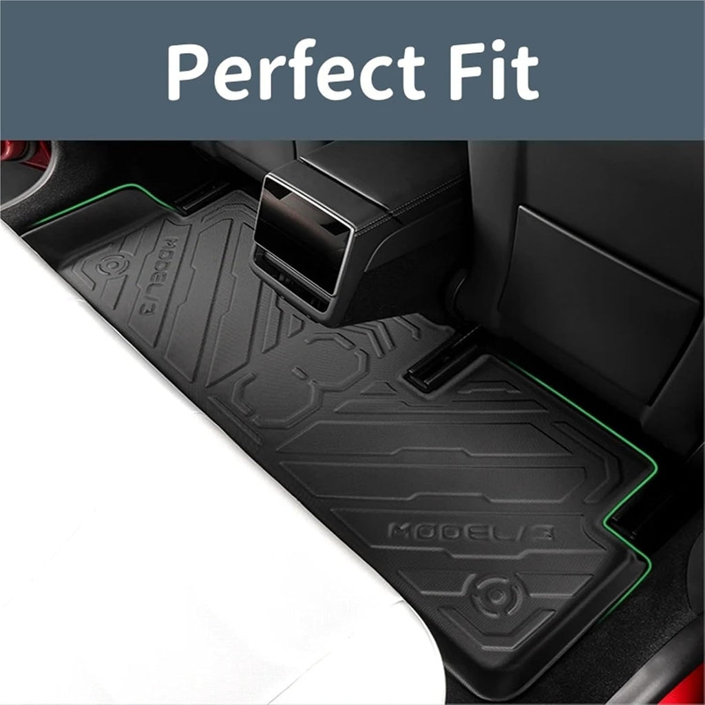 for Tesla Model 3 Highland 2024 2025+ TPE Floor Mats & Cargo Liner, 3D Cyber Style Waterproof Anti-Slip Trunk Mat Backrest(4PCS LHD Set)