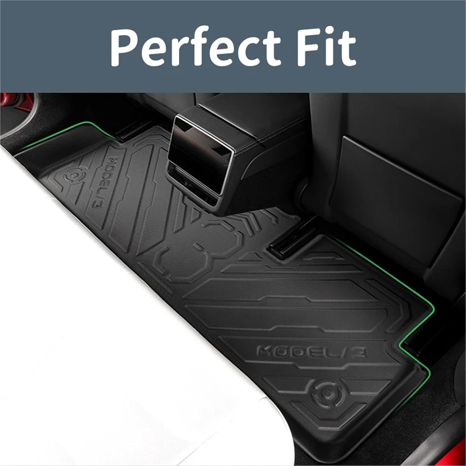 for Tesla Model 3 Highland 2024 2025+ TPE Floor Mats & Cargo Liner, 3D Cyber Style Waterproof Anti-Slip Trunk Mat Backrest(4PCS LHD Set)