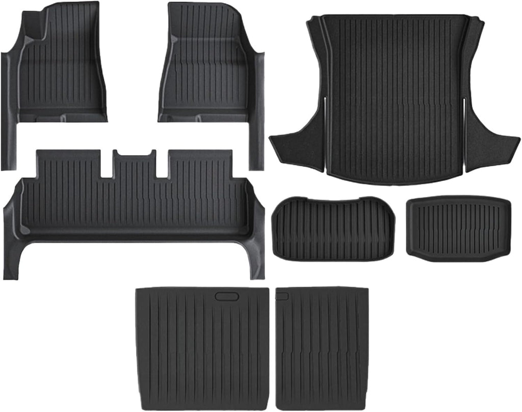 TPE Floor Mat with Door Sill Protector for Tesla Model 3 Highland Trunk Mats Cargo Liner for 2025 2024 Accessories(SNFM-8PCS)
