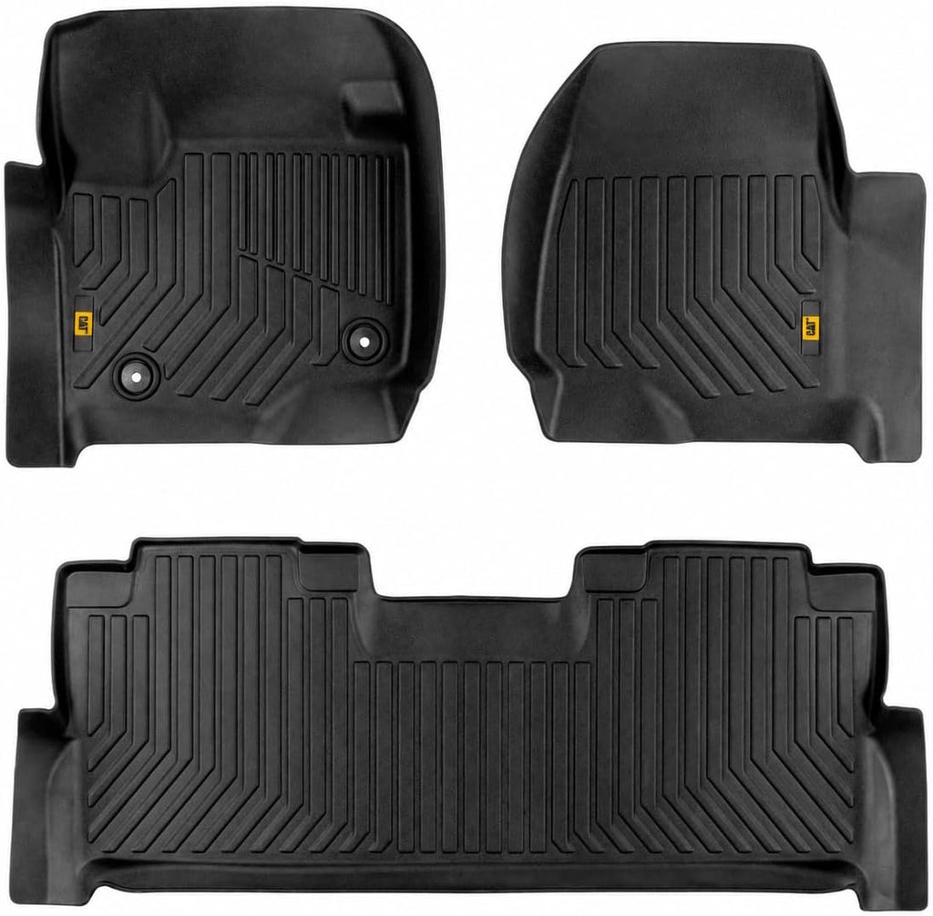 CAT® JustFit™ 3D Custom Fit Floor Mats for Ford F-250 F-350 Super Duty Crew Cab 2017-2026, Full Set Front & Rear, Heavy Duty Rubber Floor Liners Laser Measured, Ford Super Duty Accessories