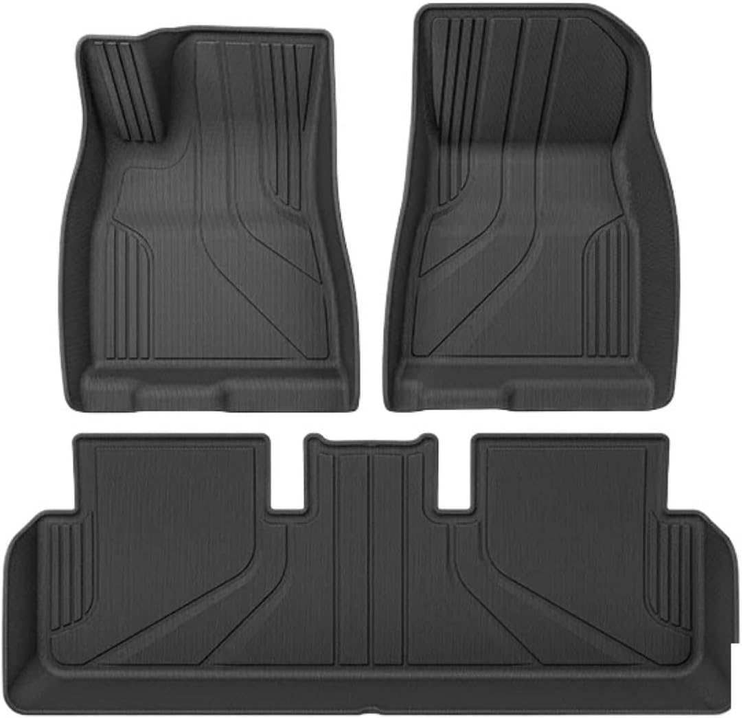 1.5X Raised Edges Upgraded TPE Floor Mats Compatible with Tesla Model 3 Highland 2024, Full Edge Wrapping WP Cargo Liner Trunk Mats(3PCS Floor Mats)