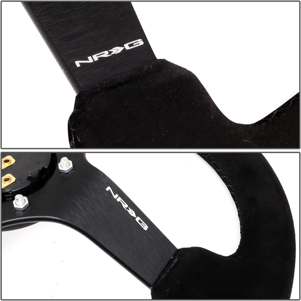 Auto Dynasty NRG Innovations ReinCompatible withced RST-033BK-S 330mm 3' Deep Dish Black Suede Racing Steering Wheel