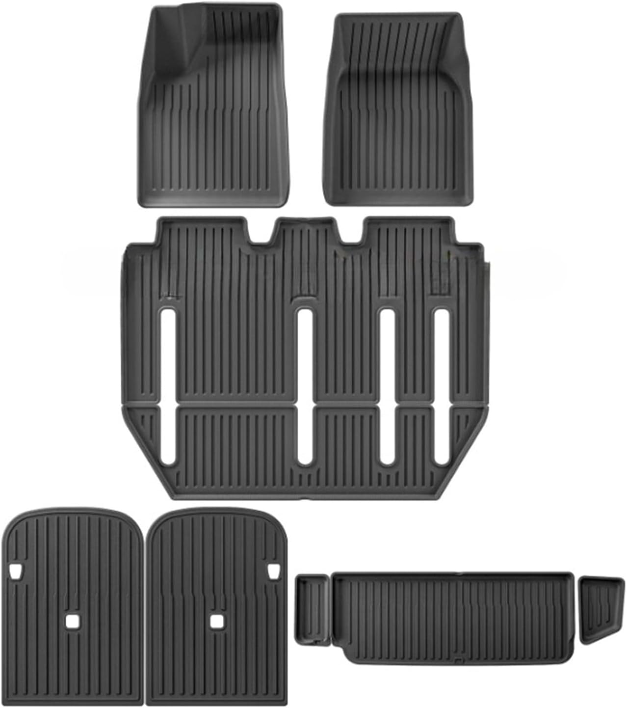 Compatible for Tesla Model X 2024 5/6/7 Seat TPE 3D Car Floor Mats Cargo Liner Trunk Pad Waterproof Protective Left Rudder(7seats 9PCS)
