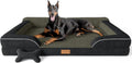 CWAWZ XXL Dog Bed for Extra Large Dogs, Giant Orthopedic Dog Bed with Cooling Gel Memory Foam, Waterproof Pet Bed with Removable Washable Cover, 53' Pet Sofa Bed Dutch Velvet with Bone Toy, Black