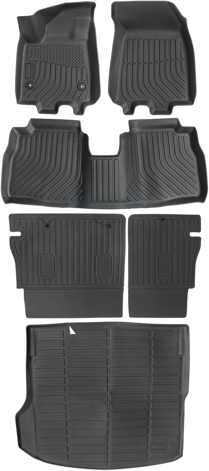 Priprilod 6PC TPE Floor Mats & Trunk Cargo Liners & Backrest Mats, Compatible with Chevy Equinox EV 2024 2025 2026, Non Fuel, Car Floor Liners