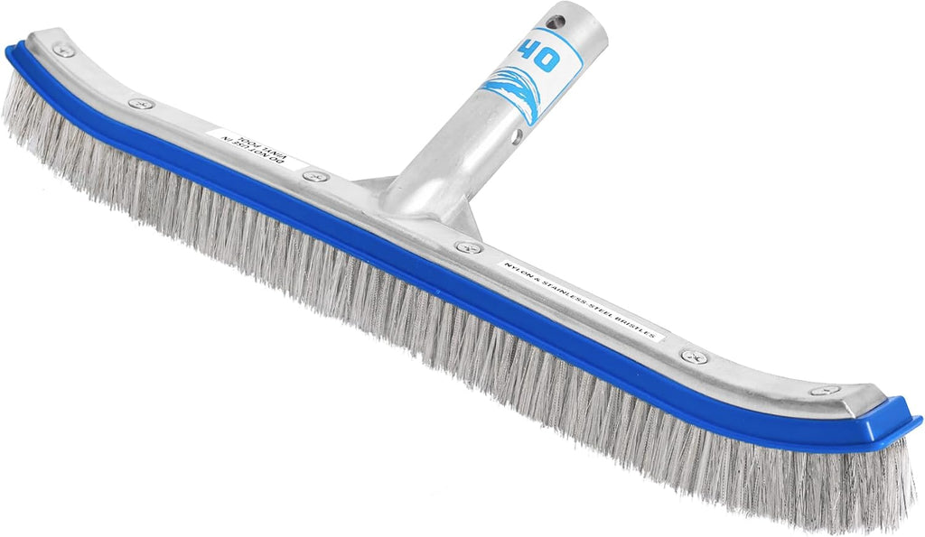 440 Combo Nylon and Stainless Steel Pool Brush - 18-Inch Heavy Duty Head for Cleaning Inground Pool Tiles, Walls, Floor and Steps - Scrub Brush Replacement Head, Strong Bristles - No Pole - Pack of 12