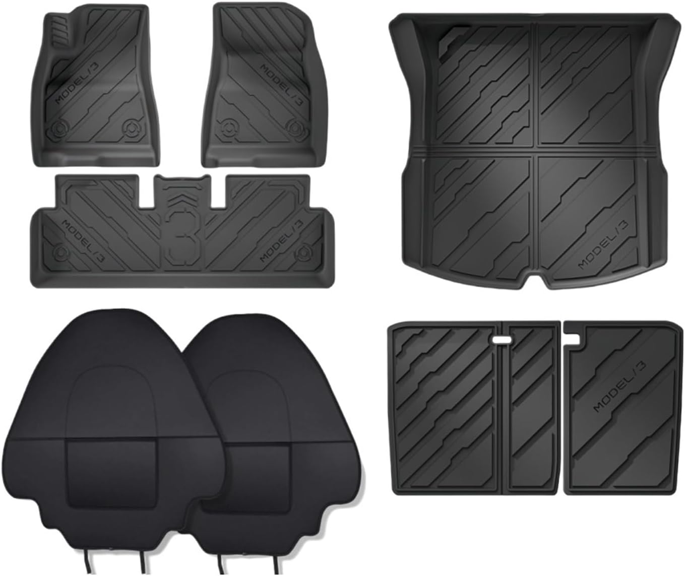 TPE Floor Mats for Tesla Model 3 2024 Highland All Weather Cargo Liner Frunk Trunk Backseat Protector Pad(8pcs Set)