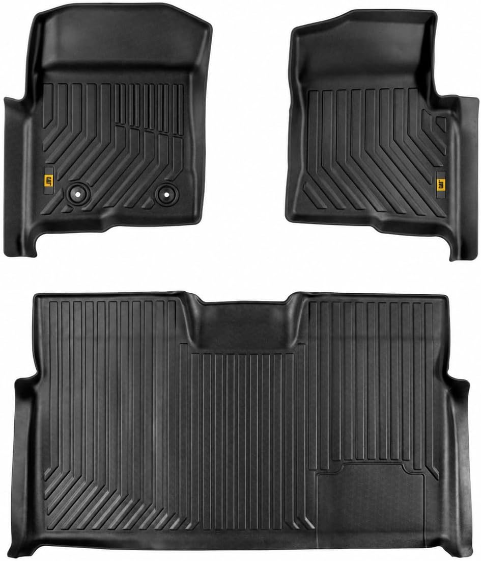 CAT® JustFit™ 3D Custom Fit Floor Mats for Ford F-150 Crew Cab 2010-2014, Full Set Front & Rear, Heavy Duty Rubber Floor Liners Laser Measured, Ford F150 Accessories