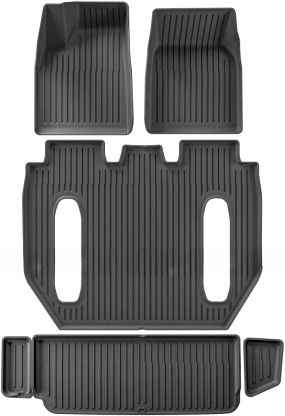 Compatible for Tesla Model X 2024 5/6/7 Seat TPE 3D Car Floor Mats Cargo Liner Trunk Pad Waterproof Protective Left Rudder(6seats 6PCS)
