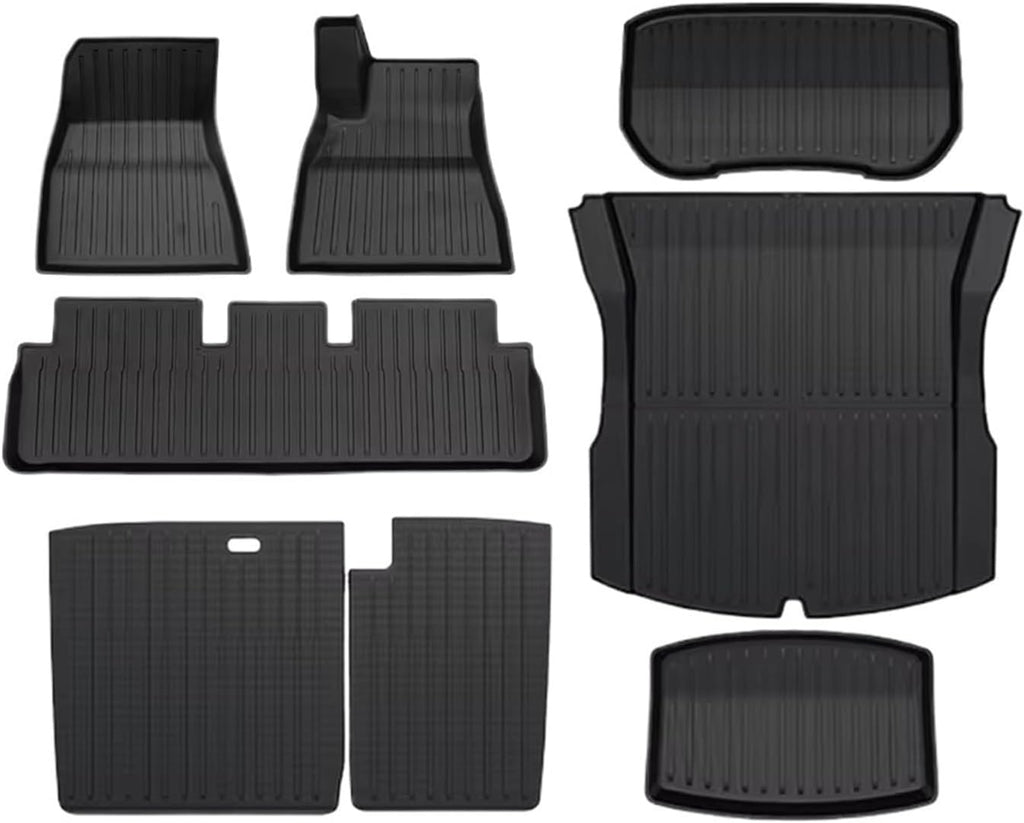 Compatible with Tesla Model 3 2024 Highland TPE Floor Mats & Cargo Liner Waterproof Anti-Slip Trunk Mat TPE Pads Left Right Hand Drive(8PCS RHD)