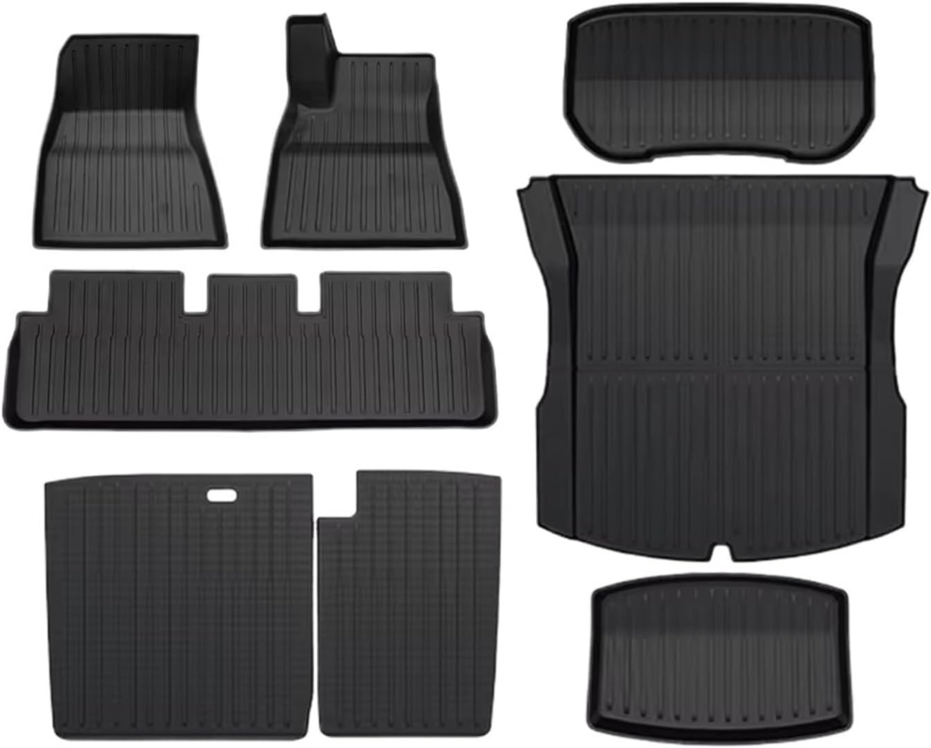 Compatible with Tesla Model 3 2024 Highland TPE Floor Mats & Cargo Liner Waterproof Anti-Slip Trunk Mat TPE Pads Left Right Hand Drive(8PCS RHD)
