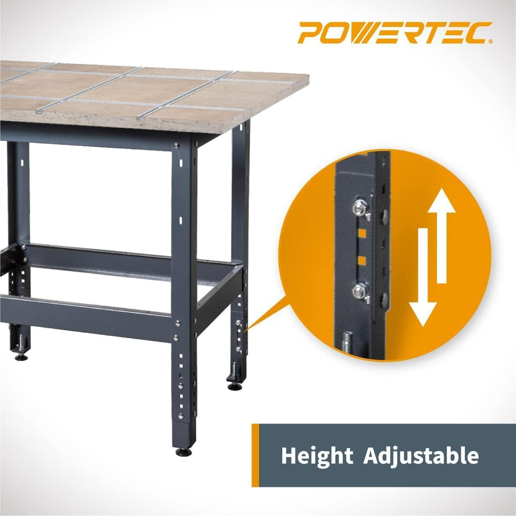 POWERTEC 24'x32' Router Table Top w/Tool Stand, Router Plate and Insert Rings, 400lb Capacity Heavy Duty Router Table Stand with Adjustable Leveling feet (UT1006C)