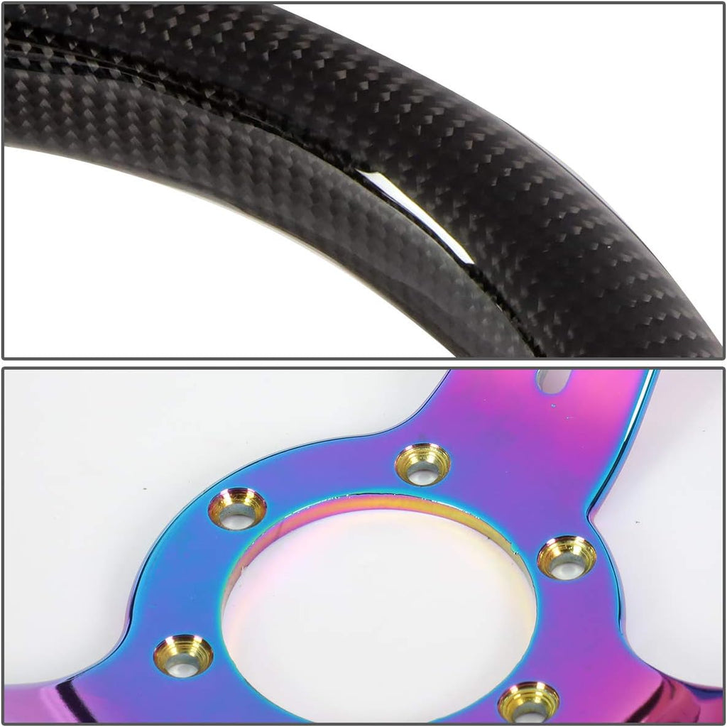 NRG Innovations NRG-ST-010MC-CF Carbon Fiber Steering Wheel 350mm 1.5' Deep Dish with Neochrome Center Spoke