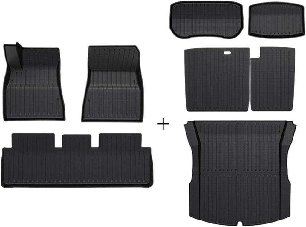 Floor Mats Cargo Liner Compatible for Tesla Model 3 2025 Highland Waterproof Slip Trunk Mat TPE Pads Model 3 2026 Highland Accessories(for 3 8Pcs Mats)