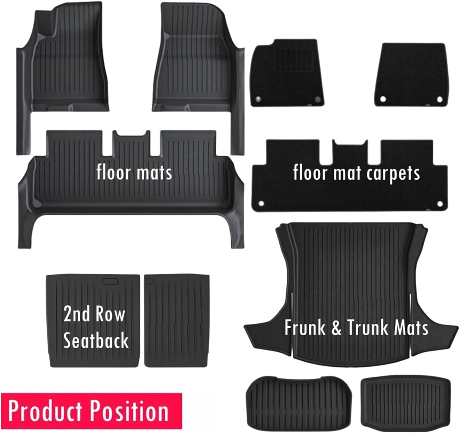 Fully Protection Floor Liners 2024 2025 Compatible with Tesla Model 3 Highland Floor Mats with Door Sill Protector Front Rear Cargo Liner(3PCS Floor Mats)