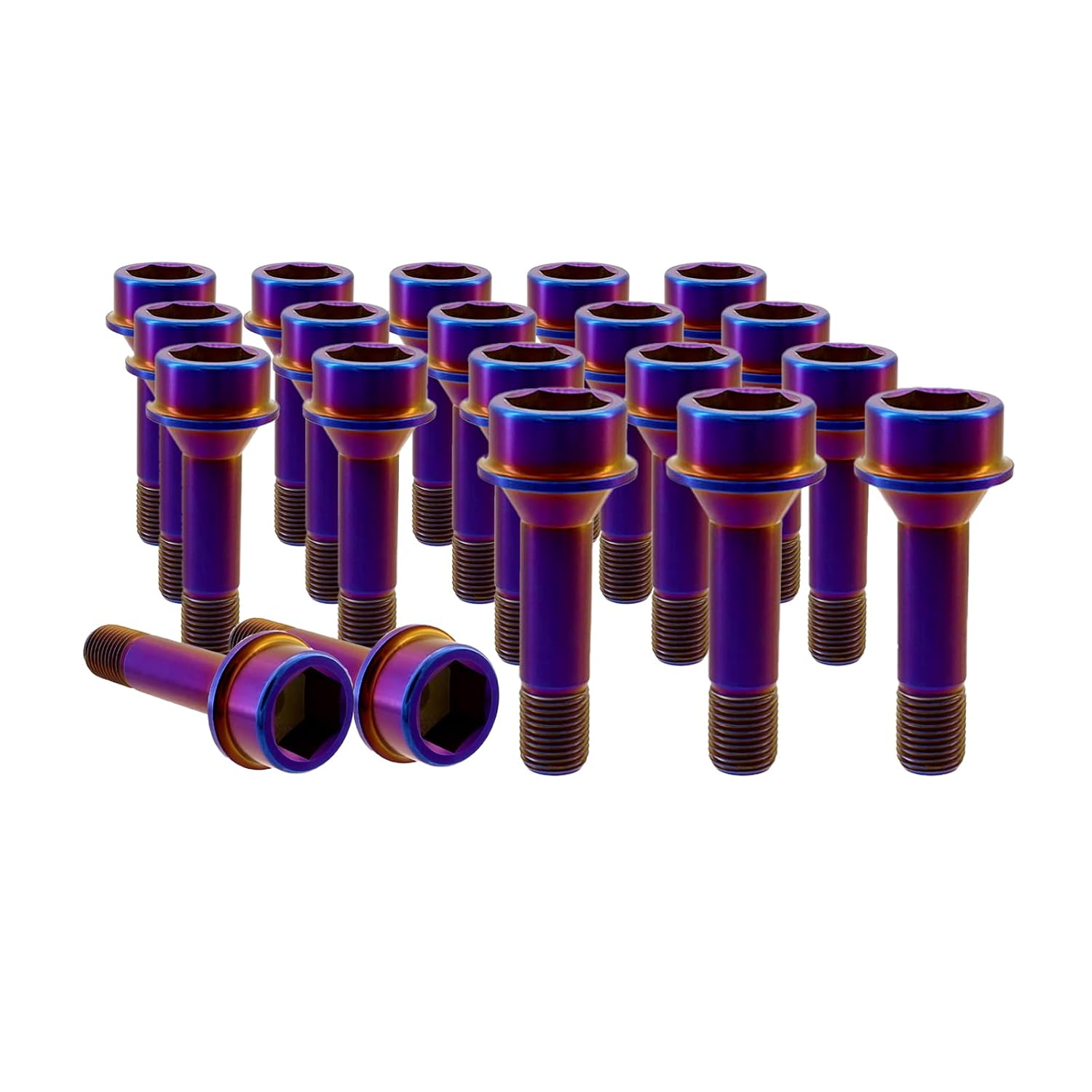 RISON Titanium Wheel Lug Bolts M14x1.5x52/67mm Lug Bolts Aerospace Grade 6AL4V Lightweight and Durability Lug Bolt Car Accessories for Ferrari Pack of 20pcs (Burnt Blue, M14X1.5X67mm)