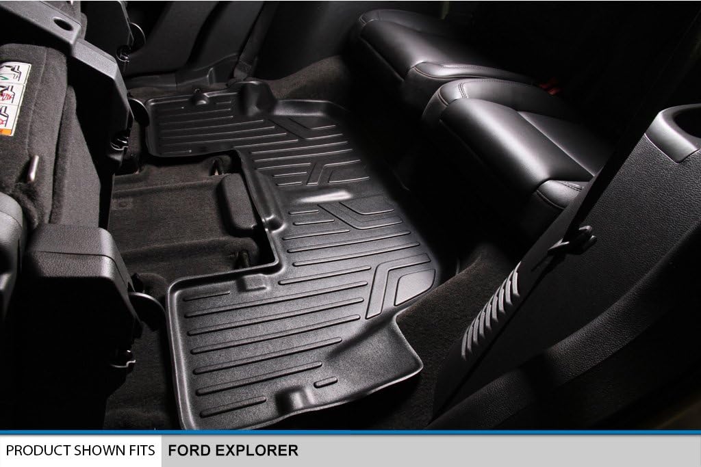 SMARTLINER Custom Fit Floor Mats 3 Row Liner Set for 2011-2014 Ford Explorer