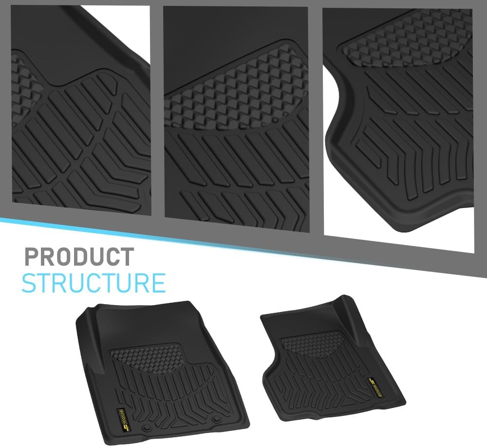 ALLGOOD TPE Floor Mats Cargo Liners Fit Freightliner Cascadia 113 Equipped with DD13 Engine and Manual Transmission 2008-2018 5PCS All Weather Protection Black Alfombras para Carro