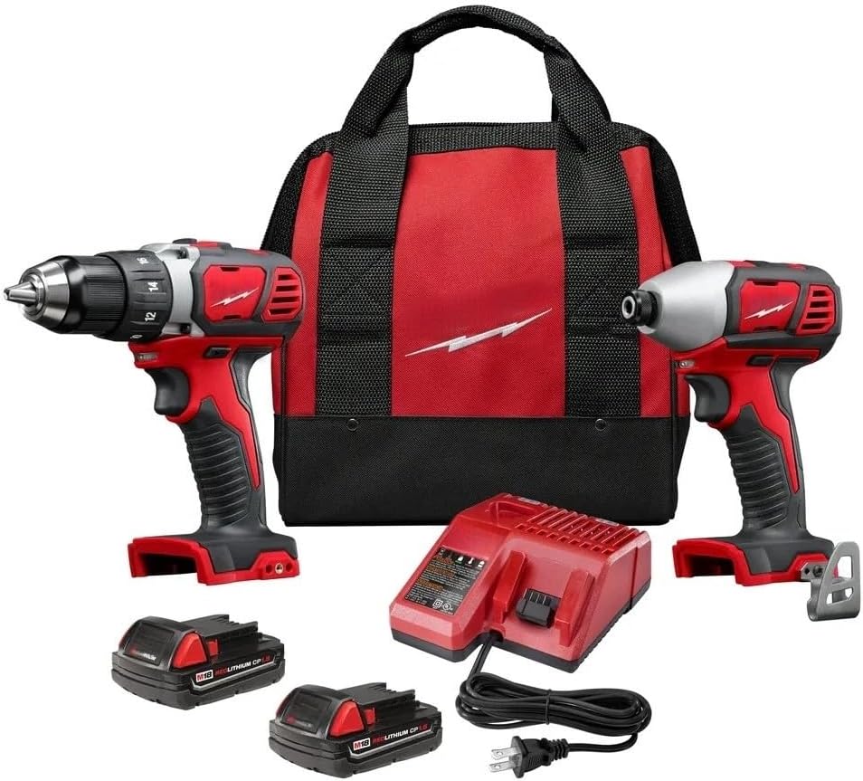 Cordless 2-Tool Combo Kit 2691-22 Power Brushed Drill/Driver for Milwaukee M18 18V Compact Drill & Impact Driver Kit