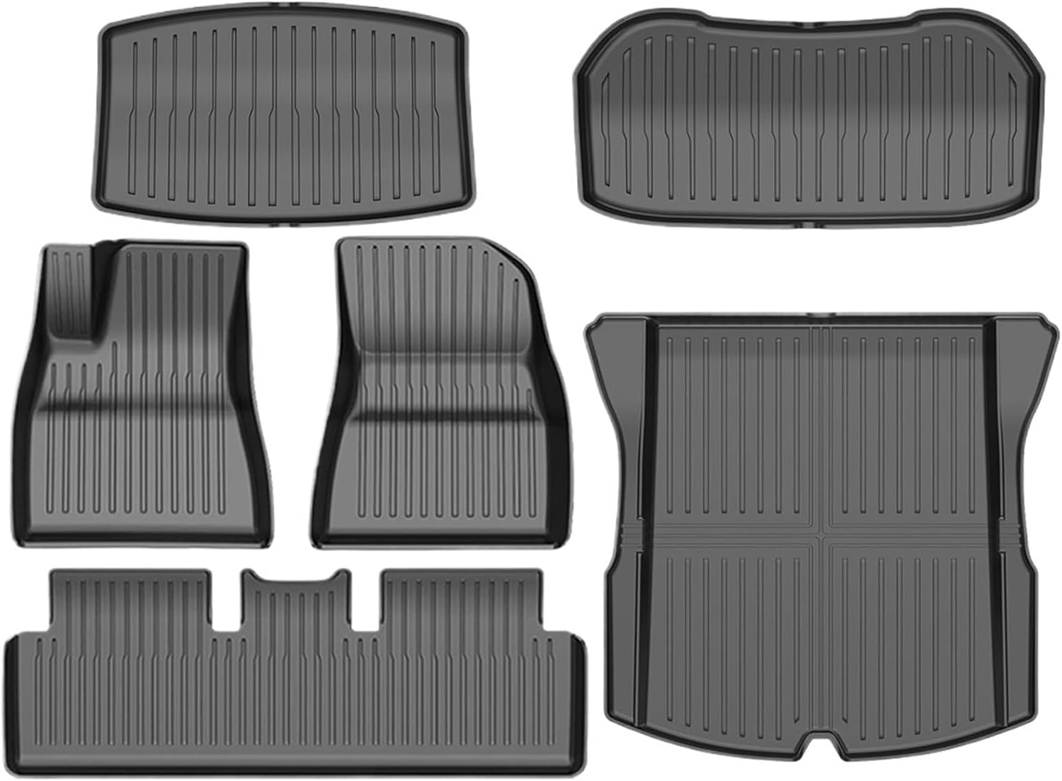 Compatible for Tesla Model 3 Highland 2024 TPE Floor Mats,All Weather Waterproof Anti-Slip Front Rear Cargo Liner Trunk Mat(Left Rudder 6pcs)
