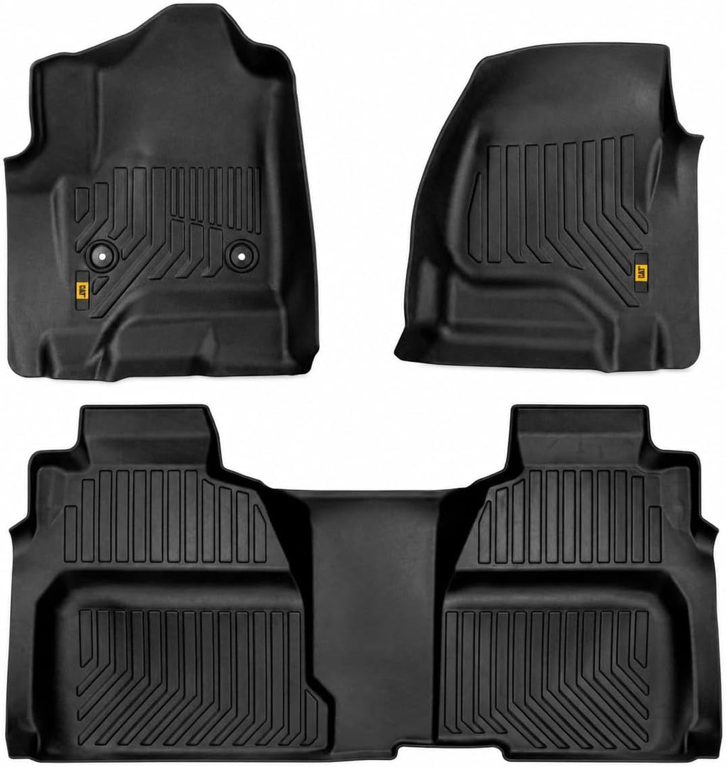 CAT® JustFit™ 3D Custom Fit Floor Mats for Chevy Silverado 1500 Crew Cab 2014-2018, Full Set Front & Rear, Heavy Duty Rubber Floor Liners Laser Measured, Silverado Accessories