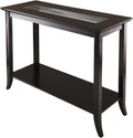 Winsome Genoa Console Table with Glass Top and Shelf in Espresso, Thin Entryway Table for Hallway, Living Room, Elegant Furniture for Any Home Decor
