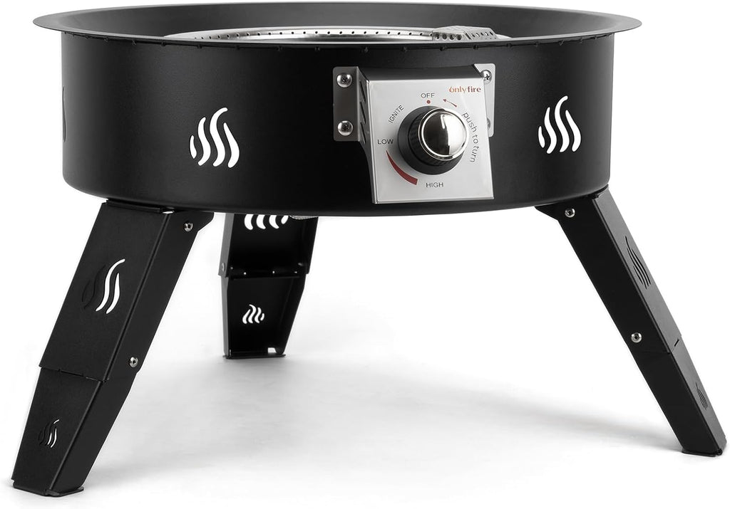 Propane Fire Pit 19' with Foldable Legs, Gas Firepit with Lava Rocks -Portable Smokeless Fireplace for Outside Camping Bonfire Patio Backyard RV Tailgating, FP000