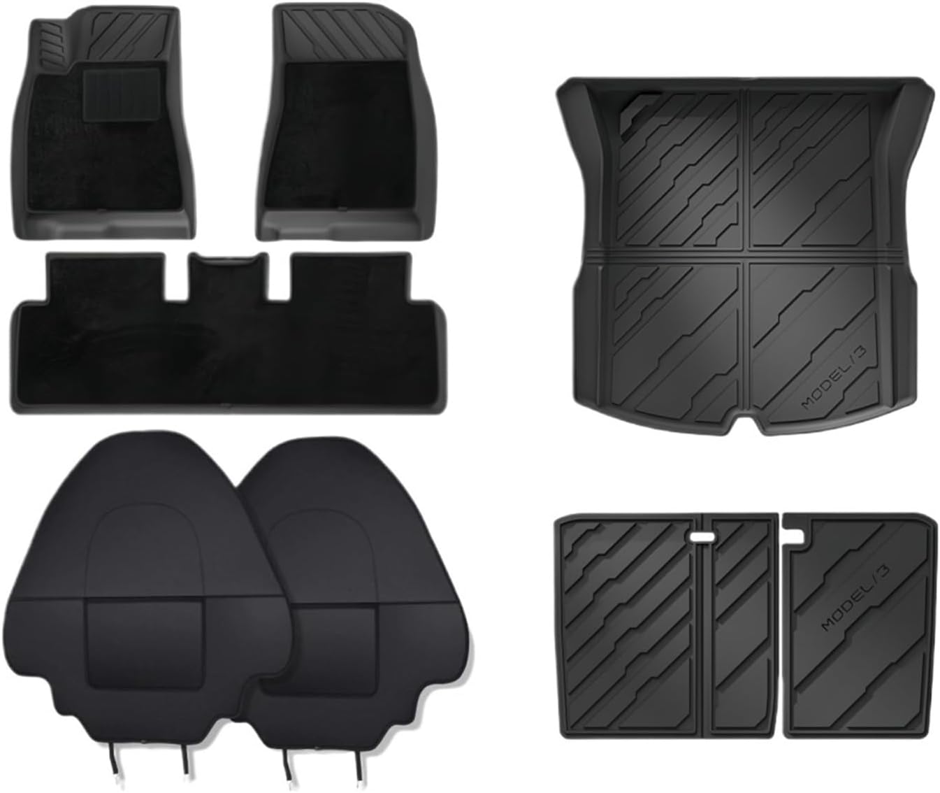 Floor Mats Compatible with Tesla Model 3 2024 Highland All Weather Cargo Liner Floor Mats Frunk Trunk Mats Backseat Protector Pad(11pcs Set)