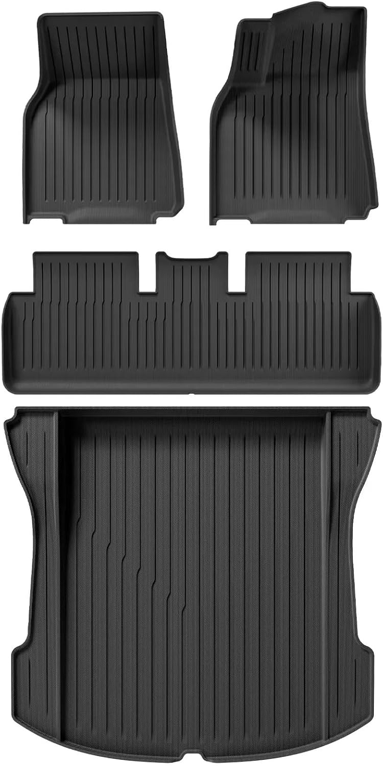 for Tesla Model Y 2021-2024 TPE 3D Car Floor Mats Cargo Liner Trunk Pad Protection Waterproof All Weather(Model Y RHD 4PCS)