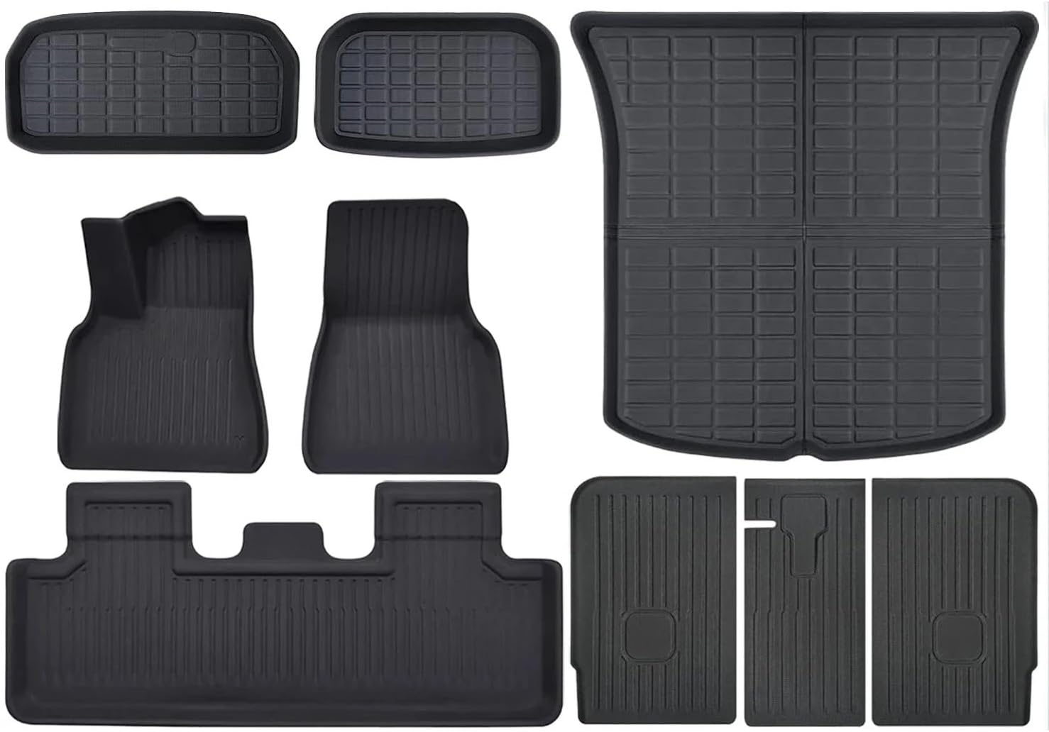 XPE Floor Mats Compatible with Tesla Model 3 Highland 2024 / Model Y 2024-2017, All Weather Cargo Liner Floor Mats and Cargo Trunk Mats(9PCS My 17-24)