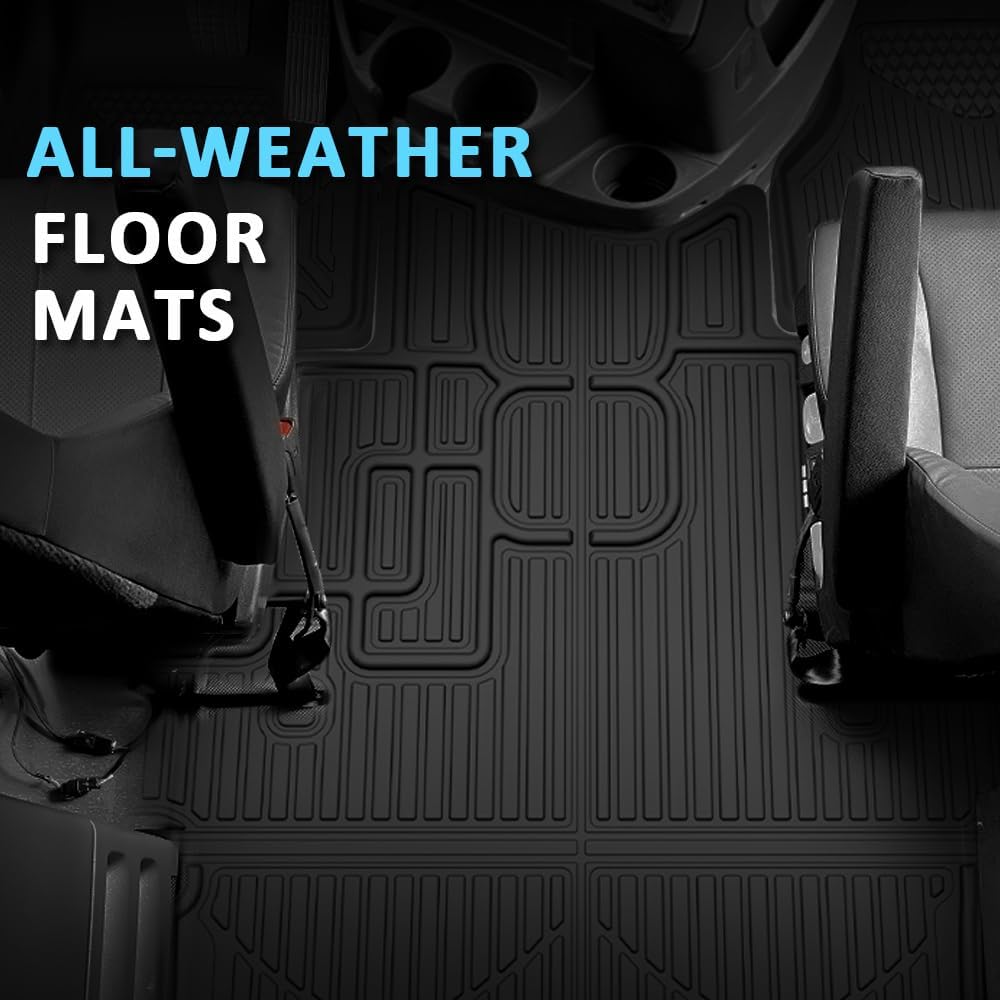 ALLGOOD TPE Floor Mats Cargo Liners Fit Freightliner Cascadia 113 Equipped with DD13 Engine and Manual Transmission 2008-2018 5PCS All Weather Protection Black Alfombras para Carro